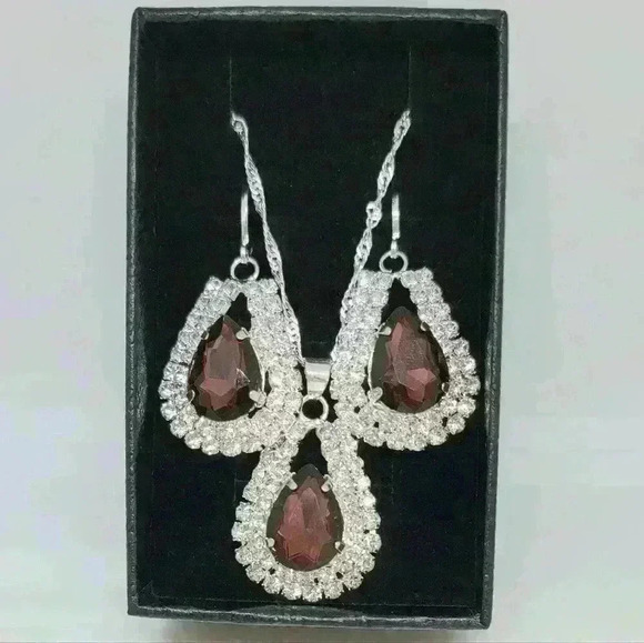 NWOT Sparkly Stamped 925S Silver Necklace and Earrings Set w/Gift Box - Picture 8 of 8